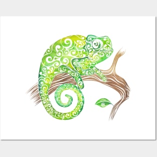 Swirly Chameleon Posters and Art